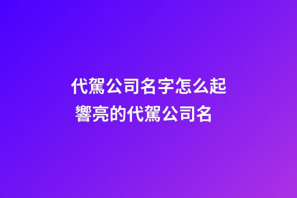 代駕公司名字怎么起 響亮的代駕公司名-第1張-公司起名-玄機(jī)派